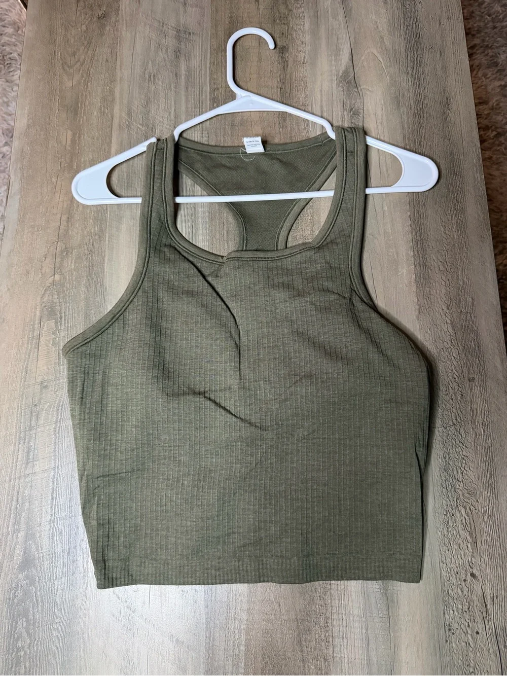 Lululemon EBB to Street Cropped Tank Sz 12 *Olive Green